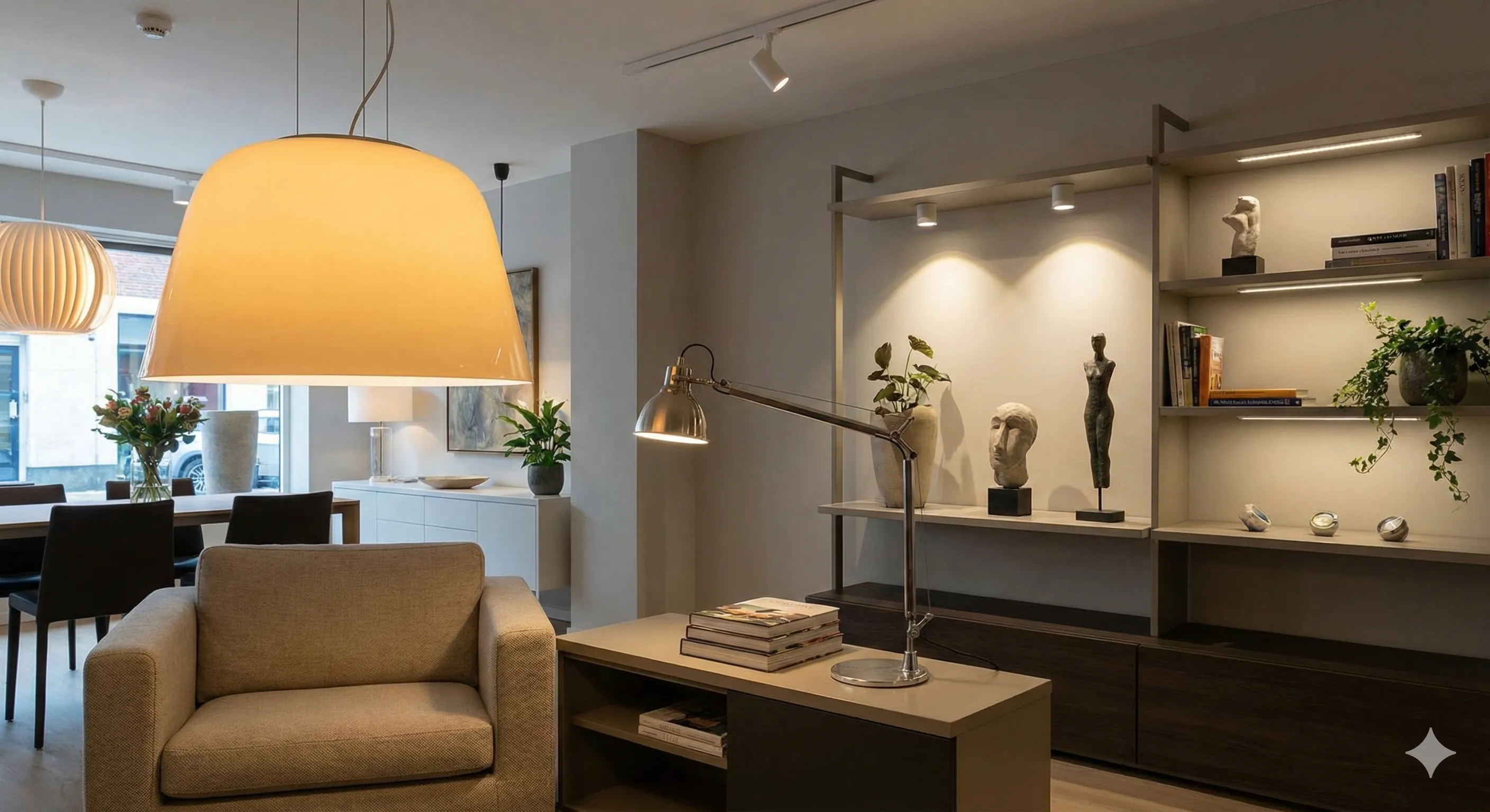 Curated lighting fixtures demonstrating ambient, task, and accent lighting principles